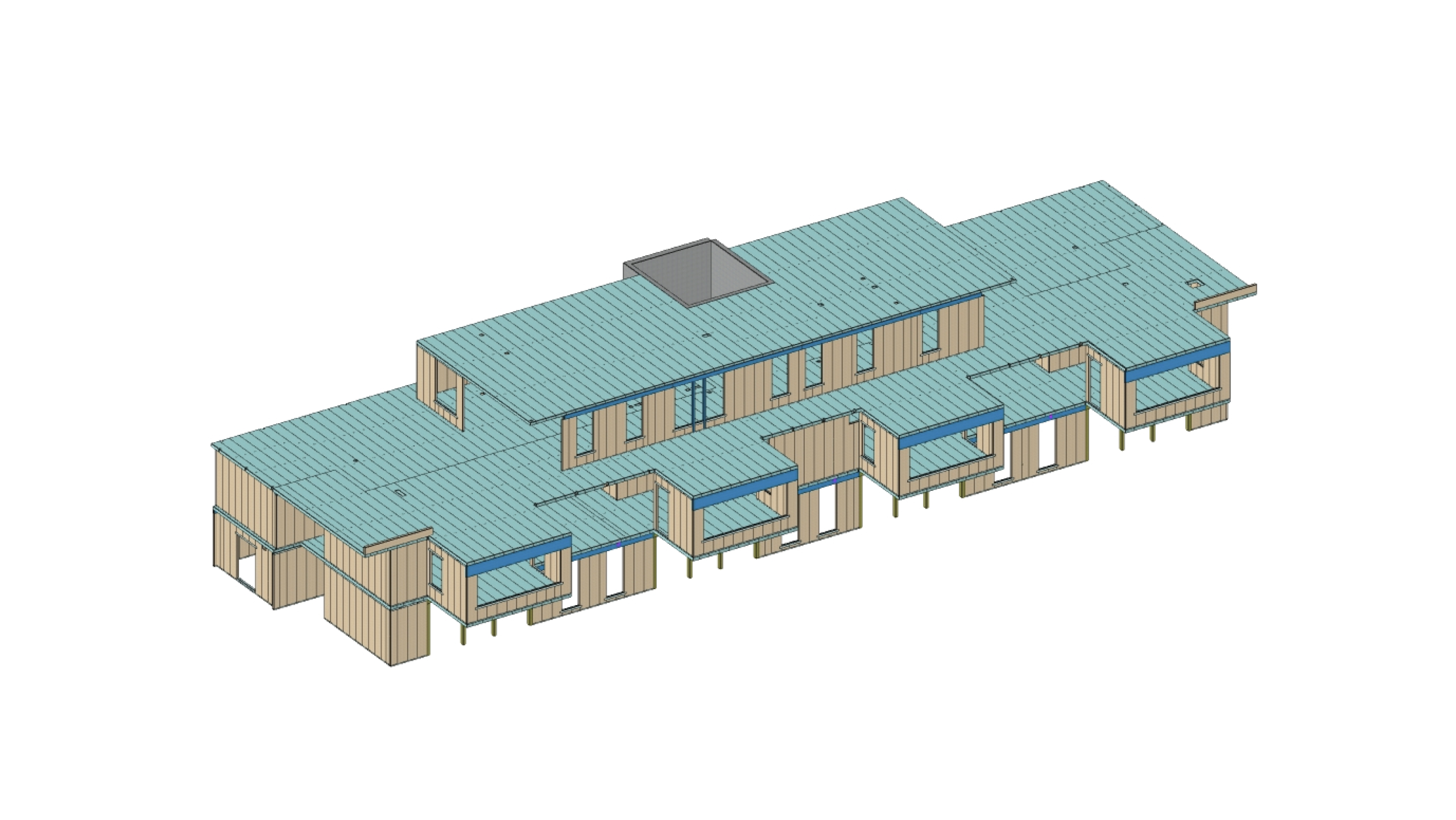 CAD 3D-Modell von Gewerbebau in Dübelholzbauweise